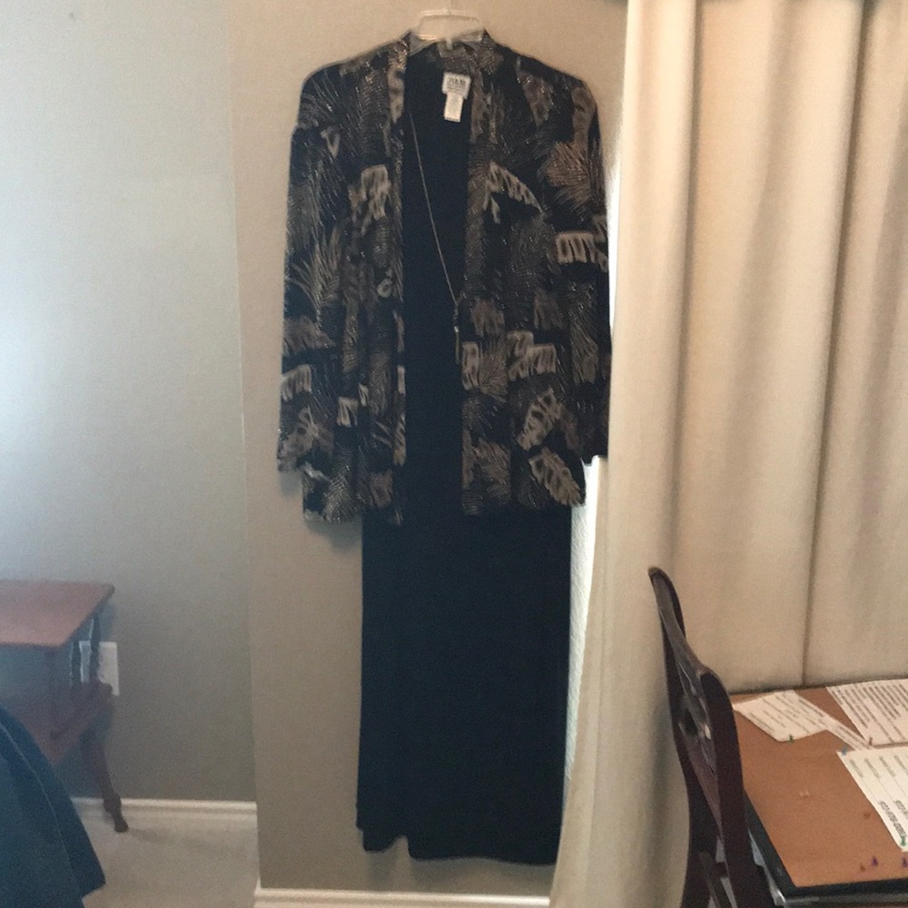 Black and gold dress and jacket combo